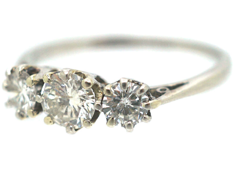 Art Deco Platinum & Diamond Three Stone Ring