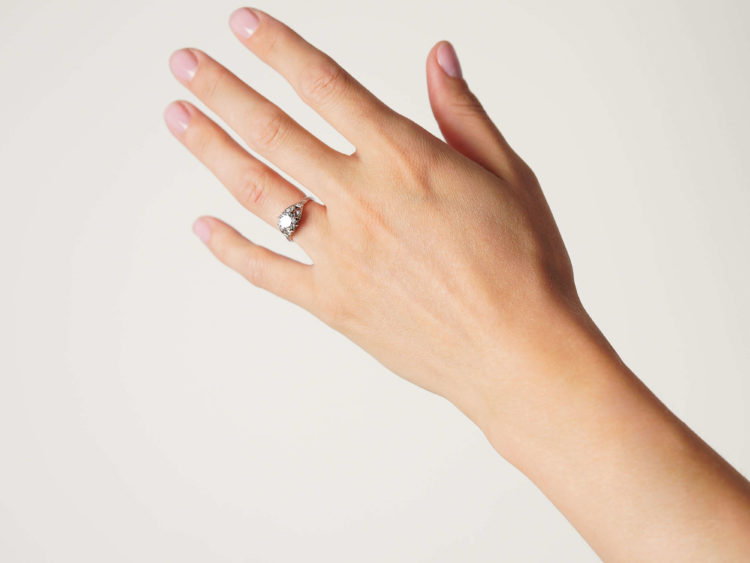 Art Deco Platinum & Diamond Solitaire Ring with Diamond Set Shoulders