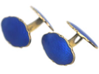 Silver & Blue Enamel Cufflinks by O.F.Hjortdahl