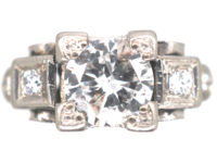 Art Deco Platinum & Diamond Geometric Ring