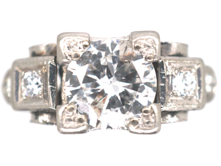 Art Deco Platinum & Diamond Geometric Ring