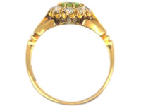 Edwardian 18ct Gold, Peridot & Diamond Oval Cluster Ring
