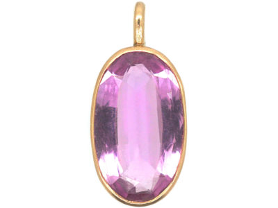 Edwardian 15ct Gold & Oval Pink Topaz Pendant