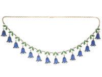 Edwardian 9ct Gold & Silver Plique-à-jour Hair Bell Necklace