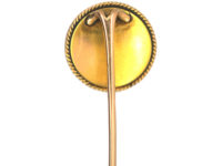 Victorian 18ct Gold & Reverse Intaglio Crystal Tie Pin of a Hunting Lady Mounted on a Horse with Hound