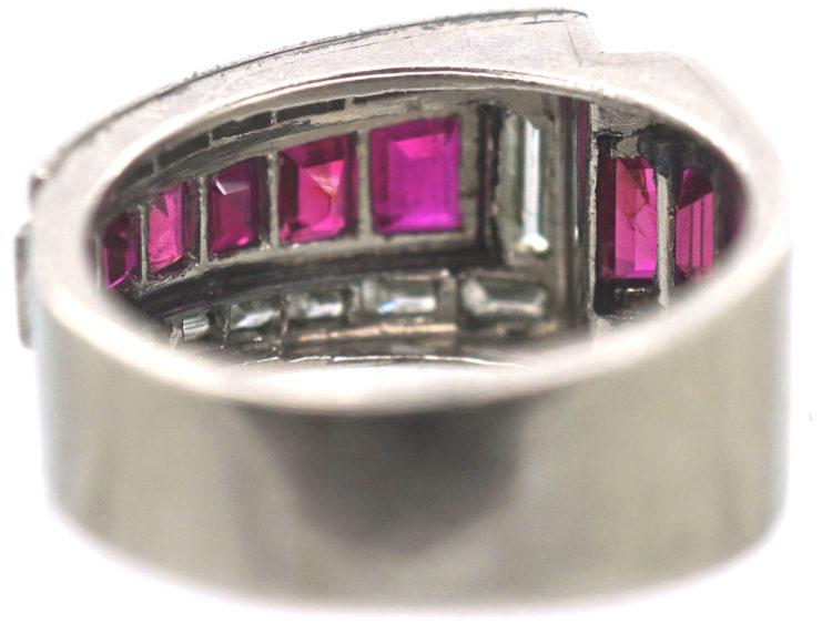 Retro Platinum, Ruby & Diamond Cocktail Ring