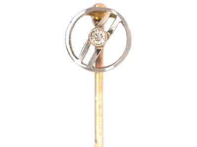 Art Deco 15ct Gold and Platinum Diamond Circle Tie Pin