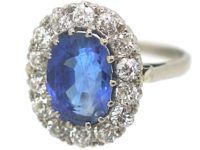 Platinum, Sapphire & Diamond Oval Cluster Ring