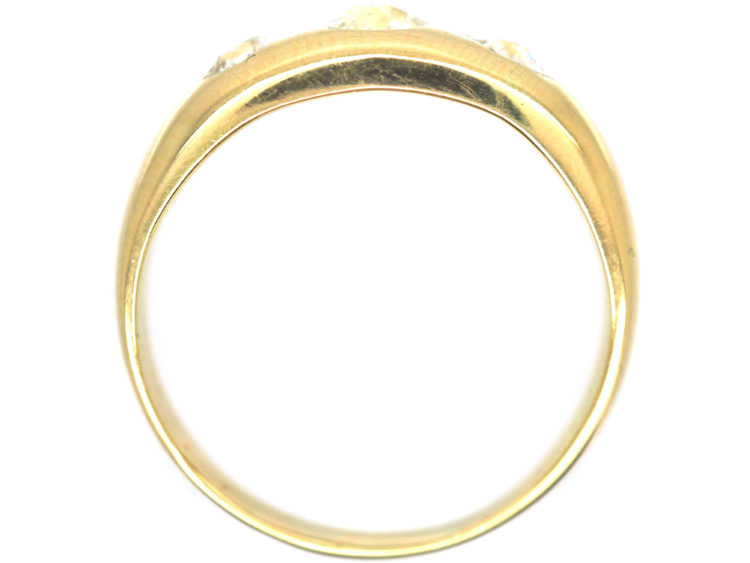 Victorian Three Stone Diamond Rub Over Set Ring