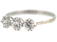 Art Deco Platinum Three Stone Diamond Ring