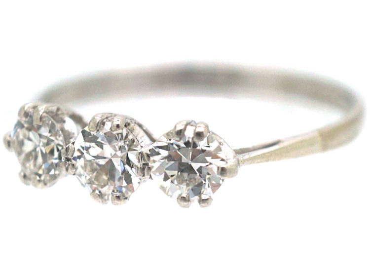 Art Deco Platinum Three Stone Diamond Ring