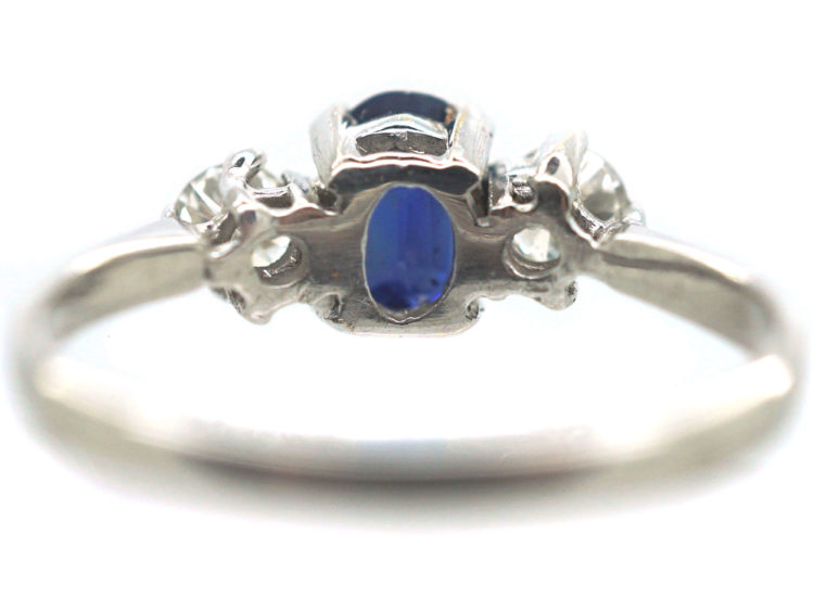 18ct White Gold, Sapphire and Diamond Three Stone Ring