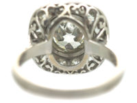 Art Deco Platinum Large Diamond Cluster Ring