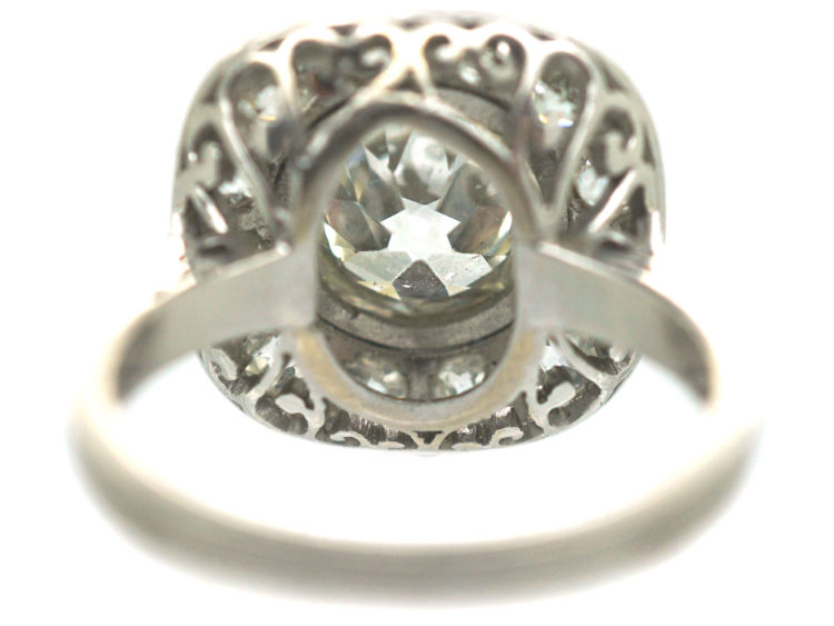 Art Deco Platinum Large Diamond Cluster Ring