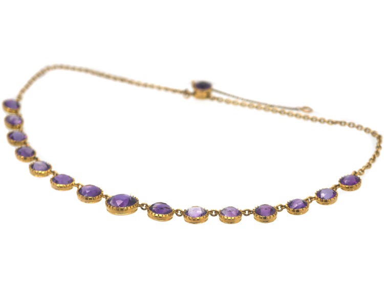 Edwardian 18ct Gold & Amethyst Necklace
