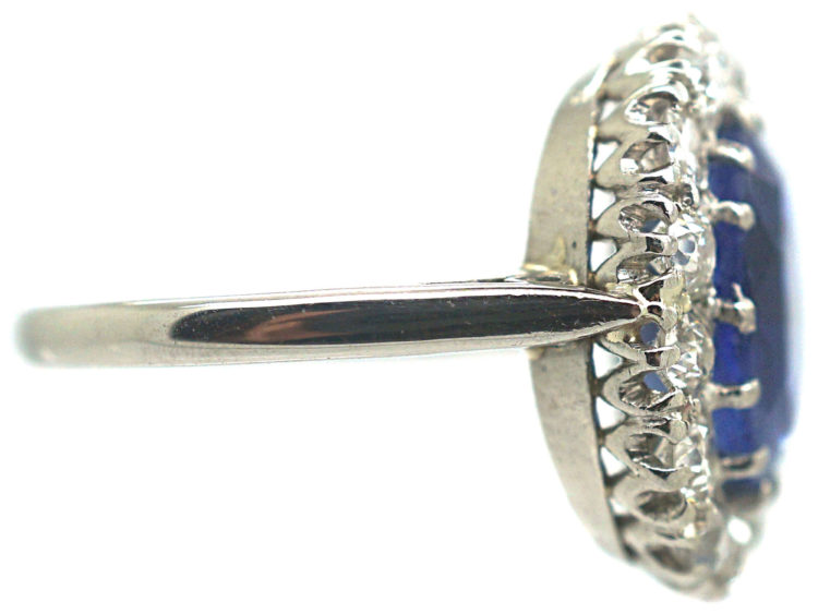 Platinum, Sapphire & Diamond Oval Cluster Ring