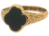 Victorian 15ct Gold & Bloodstone Quatrefoil Ring