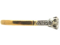22ct Gold & Platinum Diamond Solitaire Ring with Diamond Set Shoulders