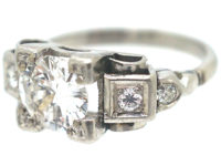 Art Deco Platinum & Diamond Geometric Ring