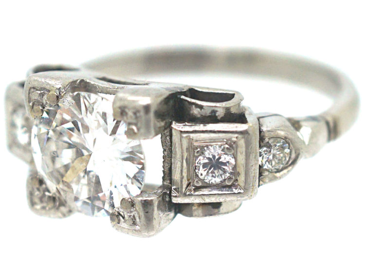 Art Deco Platinum & Diamond Geometric Ring