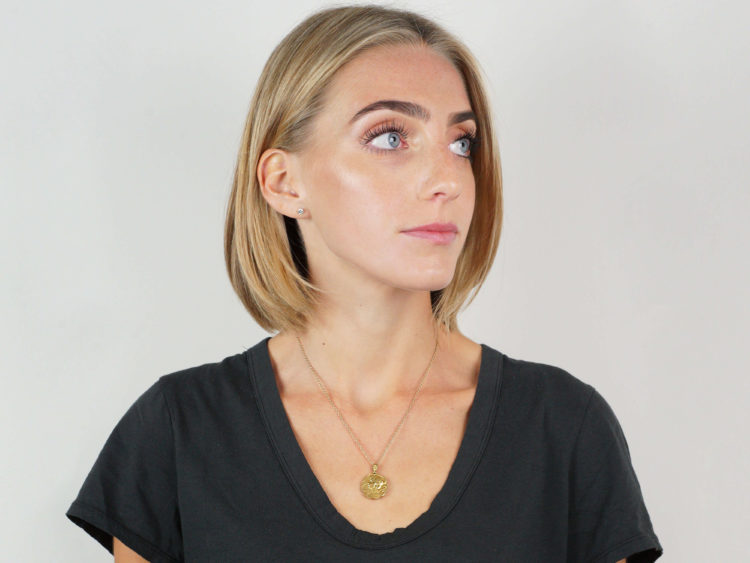 Art Nouveau 15ct Gold Locket of a Lady with Flowers