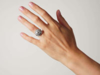 Art Deco Platinum Large Diamond Cluster Ring