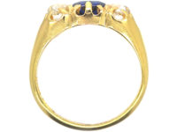 Victorian 18ct Gold Sapphire & Diamond Three Stone Ring