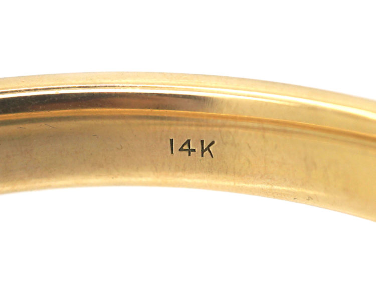 Edwardian 14ct Gold Buckle Bangle set with Natural Split Pearls & Rose Diamonds