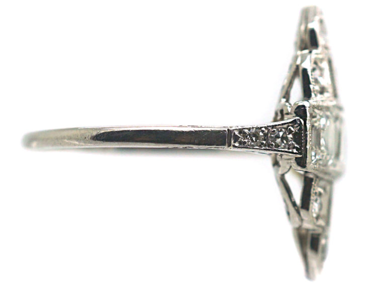 Art Deco Platinum & Diamond Geometric Ring