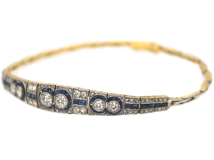 Art Deco 18ct Gold & Platinum, Sapphire & Diamond Bracelet