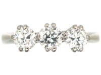 Art Deco Platinum Three Stone Diamond Ring