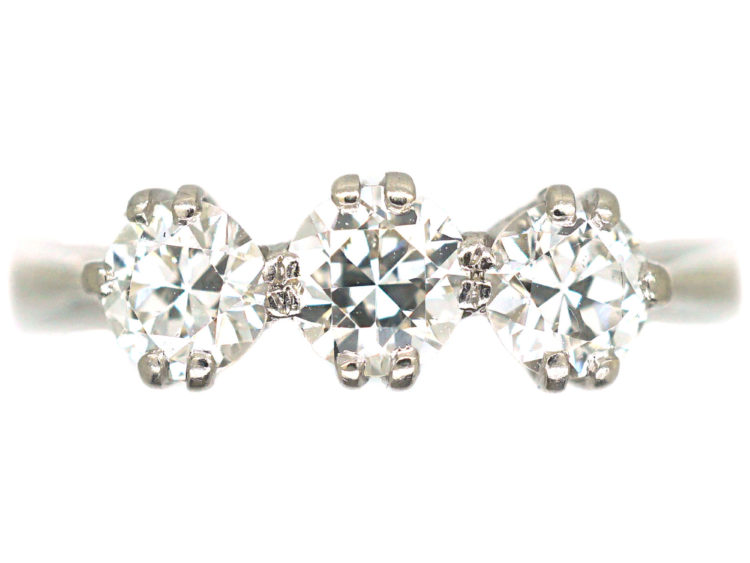 Art Deco Platinum Three Stone Diamond Ring