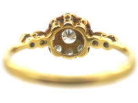 Edwardian 18ct Gold & Platinum Diamond Cluster Ring with Diamond Set Shoulders