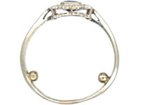 Art Deco 18ct White Gold & Platinum, Sapphire & Diamond Rectangular Shaped Ring