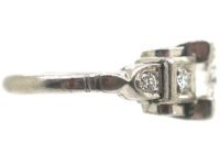Art Deco Platinum & Diamond Geometric Ring
