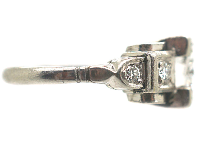 Art Deco Platinum & Diamond Geometric Ring