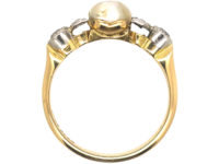 Edwardian 18ct Gold and Platinum Freshwater Pearl and Diamond Ring