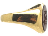 9ct Gold Signet Ring with Carnelian Intaglio of a Lion