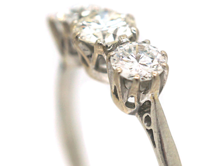 Art Deco Platinum, Three Stone Diamond Ring