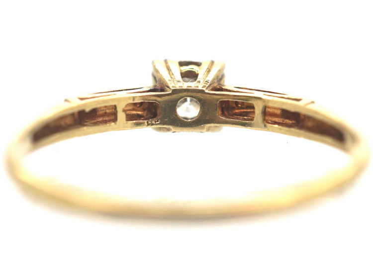 Art Deco 14ct Gold & Platinum Diamond Solitaire Ring