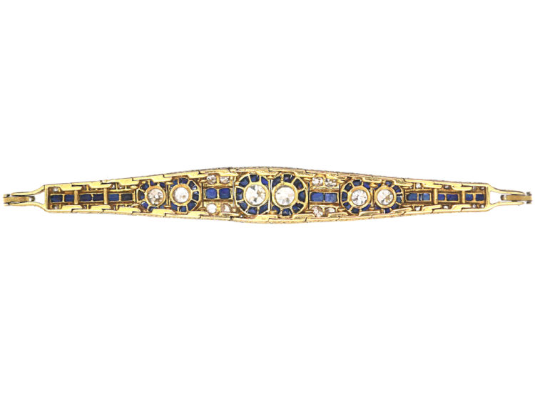 Art Deco 18ct Gold & Platinum, Sapphire & Diamond Bracelet