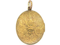 Victorian 15ct Gold Oval Engraved Locket