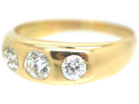 Victorian Three Stone Diamond Rub Over Set Ring