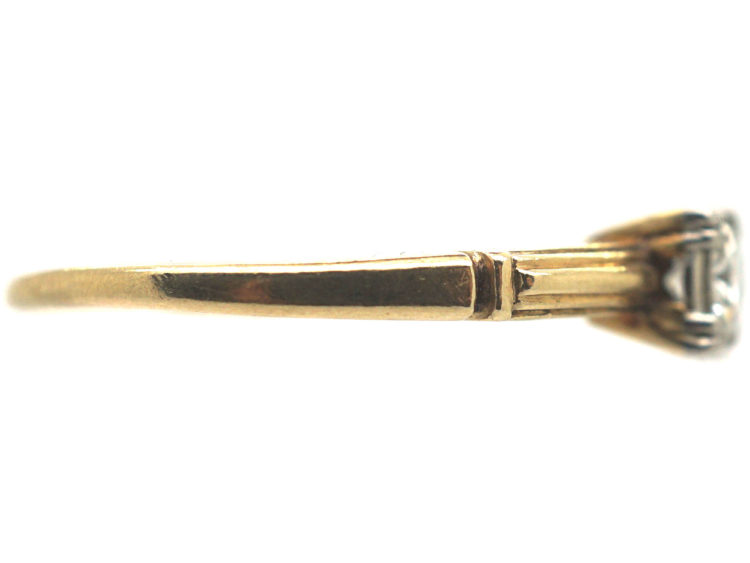 Art Deco 14ct Gold & Platinum Diamond Solitaire Ring