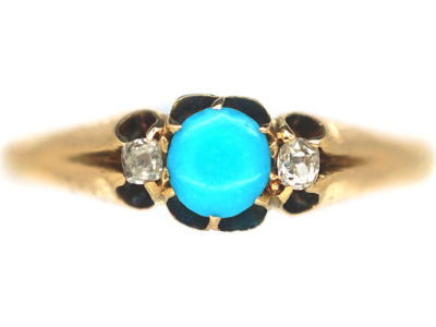 Edwardian 18ct Gold, Turquoise & Diamond Ring