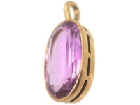 Edwardian 15ct Gold & Oval Pink Topaz Pendant