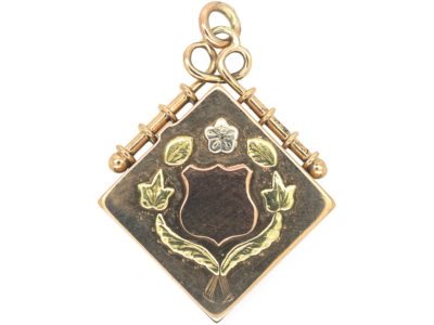 Edwardian 15ct Three Colour Gold Diamond Shaped Locket