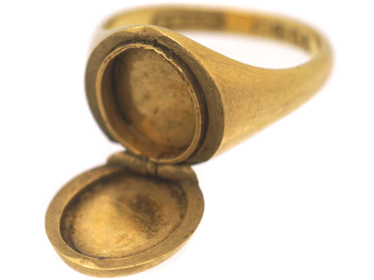Victorian 18ct Gold Opening Ring with Locket Compartment