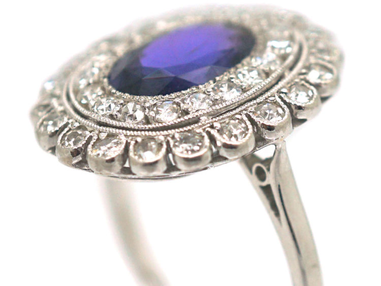 Edwardian Platinum Colour Change Sapphire & Diamond Ring