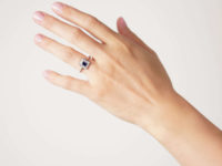 Art Deco 18ct White Gold & Platinum, Sapphire & Diamond Rectangular Shaped Ring
